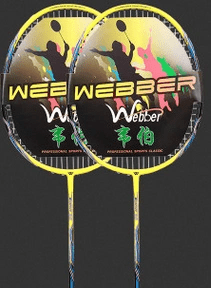 Weber Carbon Fiber Badminton Racket Double Shot Single Shot Durable Feather Shot - WILKYs