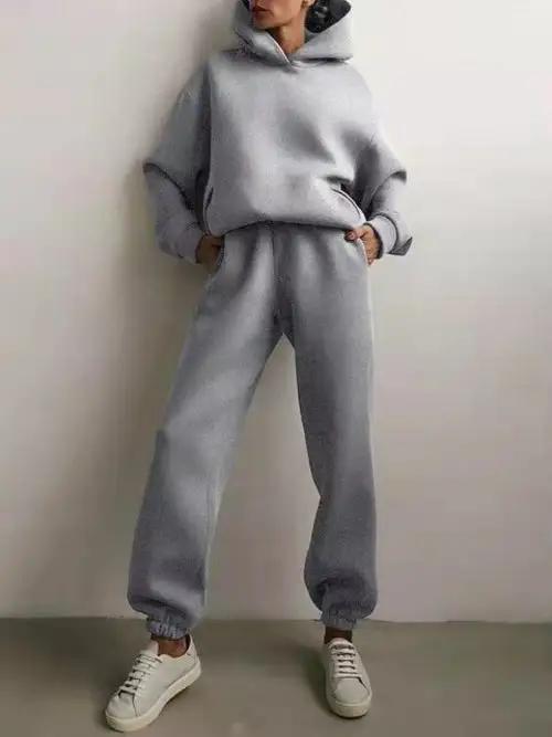 Winter Hoodie Sweat Set – Cozy Fleece Hoodie & Sweatpants Outfit - WILKYs