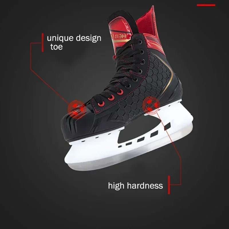 Winter Professional Ice Hockey Skating Shoes EU28 - 45 PU Thermal Thicken Hive Skake Shoes with Ice Blade for Adult Kids Beginner - WILKYs