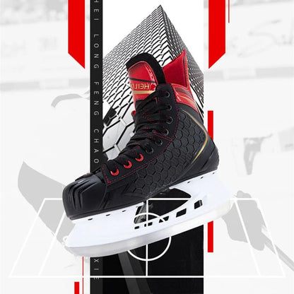 Winter Professional Ice Hockey Skating Shoes EU28 - 45 PU Thermal Thicken Hive Skake Shoes with Ice Blade for Adult Kids Beginner - WILKYs