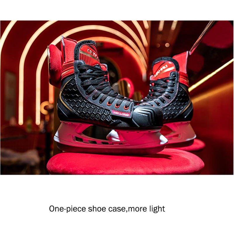 Winter Professional Ice Hockey Skating Shoes EU28 - 45 PU Thermal Thicken Hive Skake Shoes with Ice Blade for Adult Kids Beginner - WILKYs