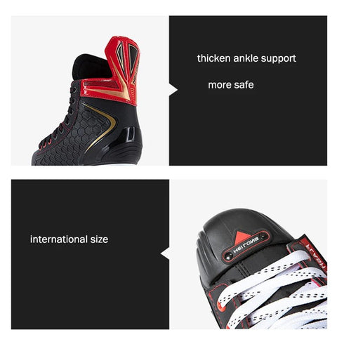 Winter Professional Ice Hockey Skating Shoes EU28 - 45 PU Thermal Thicken Hive Skake Shoes with Ice Blade for Adult Kids Beginner - WILKYs