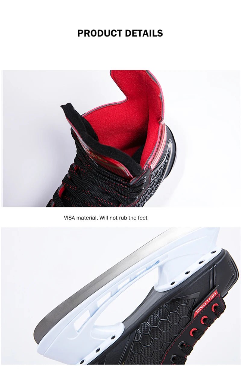 Winter Professional Ice Hockey Skating Shoes EU28 - 45 PU Thermal Thicken Hive Skake Shoes with Ice Blade for Adult Kids Beginner - WILKYs