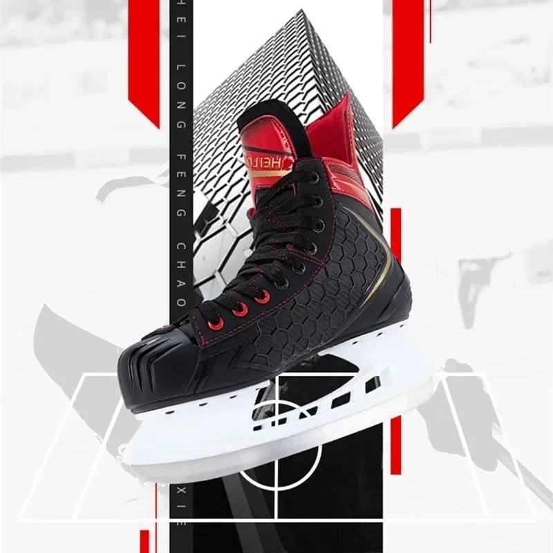 Winter Professional Ice Hockey Skating Shoes EU28 - 45 PU Thermal Thicken Hive Skake Shoes with Ice Blade for Adult Kids Beginner - WILKYs