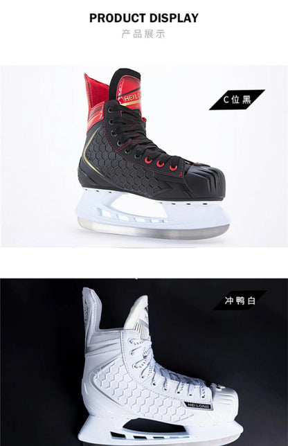 Winter Professional Ice Hockey Skating Shoes EU28 - 45 PU Thermal Thicken Hive Skake Shoes with Ice Blade for Adult Kids Beginner - WILKYs