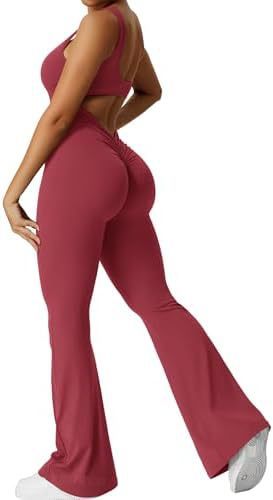 Women Sleeveless Flare Jumpsuits Fitness Yoga Long Pants - WILKYs