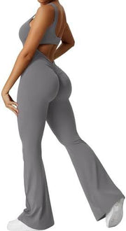 Women Sleeveless Flare Jumpsuits Fitness Yoga Long Pants - WILKYs