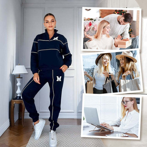 Womens 2 Piece Outfits Lounge Hoodless Pullover Sweatshirt Sweatsuit Sets Sweatshirt Baggy Fashion Sweatpants With Pockets - WILKYs