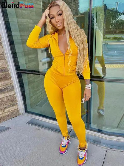 Women's Hooded Athleisure Set – Sporty Tops & Stretch Leggings - WILKYs