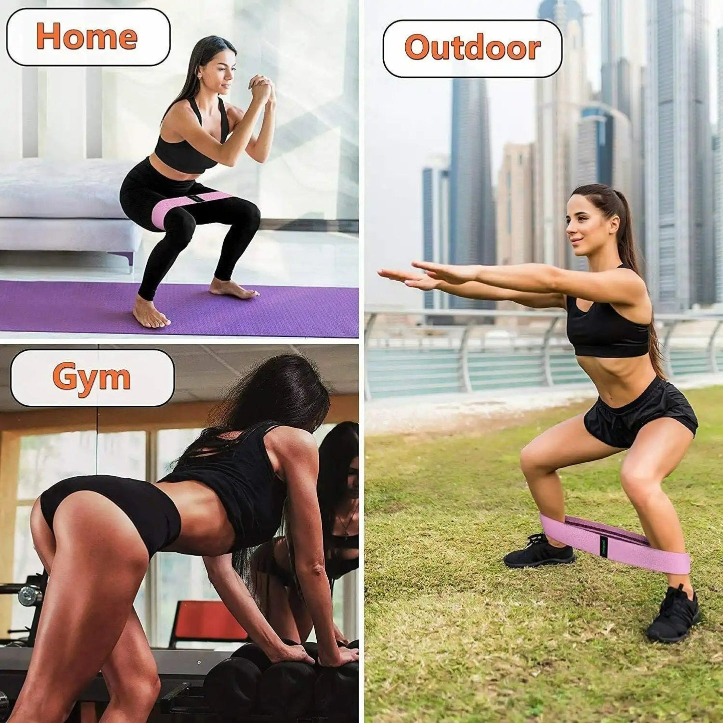 Workout Resistance Bands Loop Set Fitness Yoga Legs & Butt Workout Exercise Band - WILKYs
