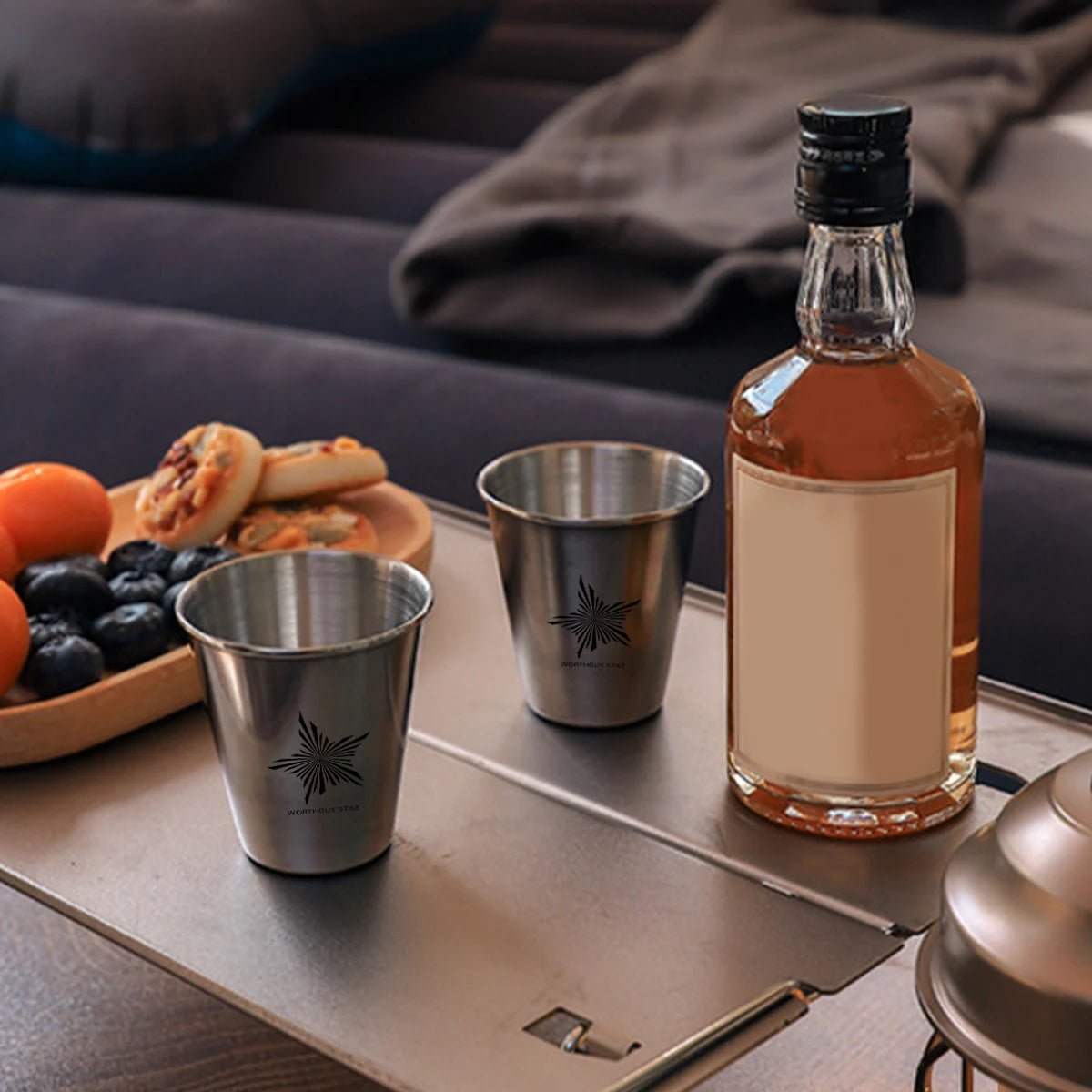 WORTHBUY Outdoor Practical Travel Stainless Steel Cups With Bag Portable Camping Mugs Whisky Wine Glasses Drinking Water Mug - WILKYs