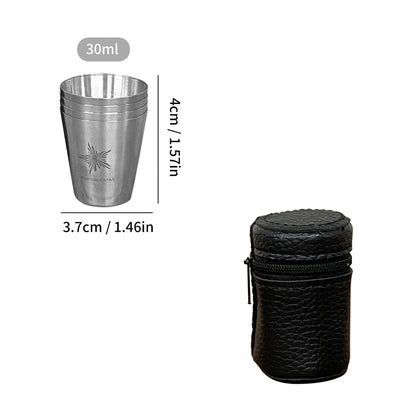WORTHBUY Outdoor Practical Travel Stainless Steel Cups With Bag Portable Camping Mugs Whisky Wine Glasses Drinking Water Mug - WILKYs