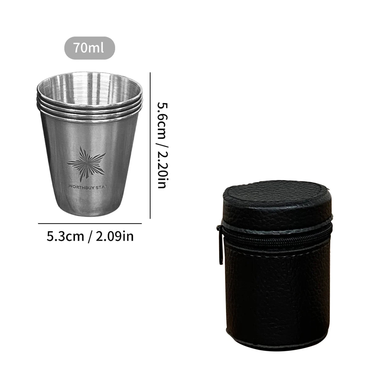 WORTHBUY Outdoor Practical Travel Stainless Steel Cups With Bag Portable Camping Mugs Whisky Wine Glasses Drinking Water Mug - WILKYs