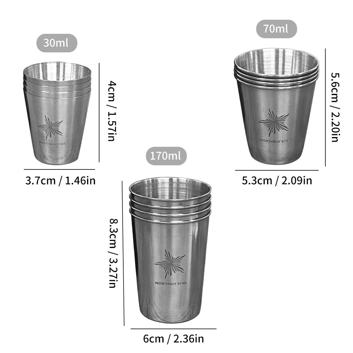WORTHBUY Outdoor Practical Travel Stainless Steel Cups With Bag Portable Camping Mugs Whisky Wine Glasses Drinking Water Mug - WILKYs
