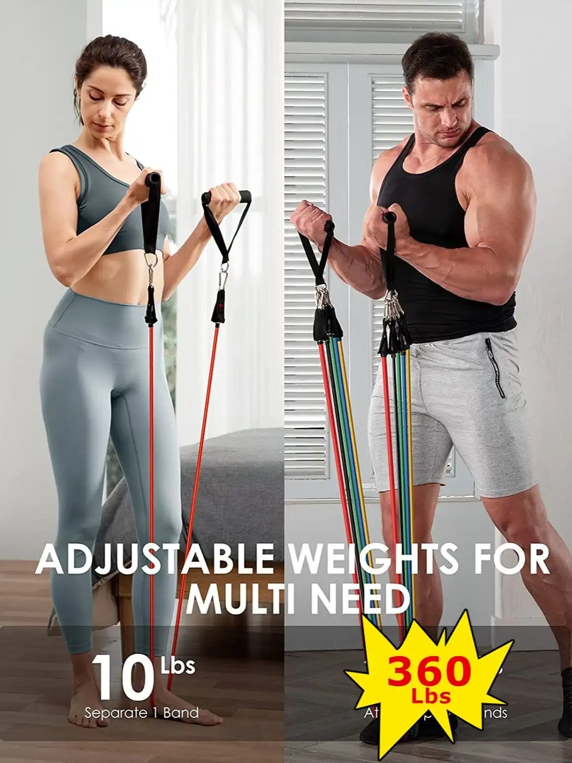 360lbs Fitness Resistance Bands Set – Ultimate Home Workout Kit - WILKYs