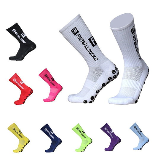 Performance Football Socks with enhanced grip technology in various colors for superior stability and comfort on the field.