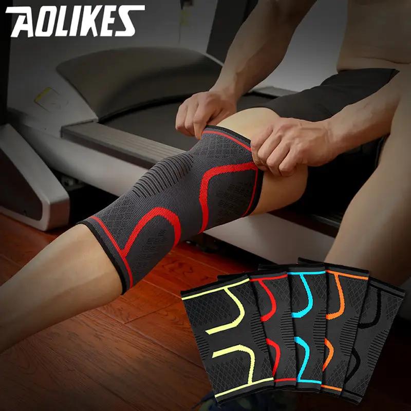 AOLIKES Fitness Compression Knee Pad in various colors and sizes, ideal for support during workouts.