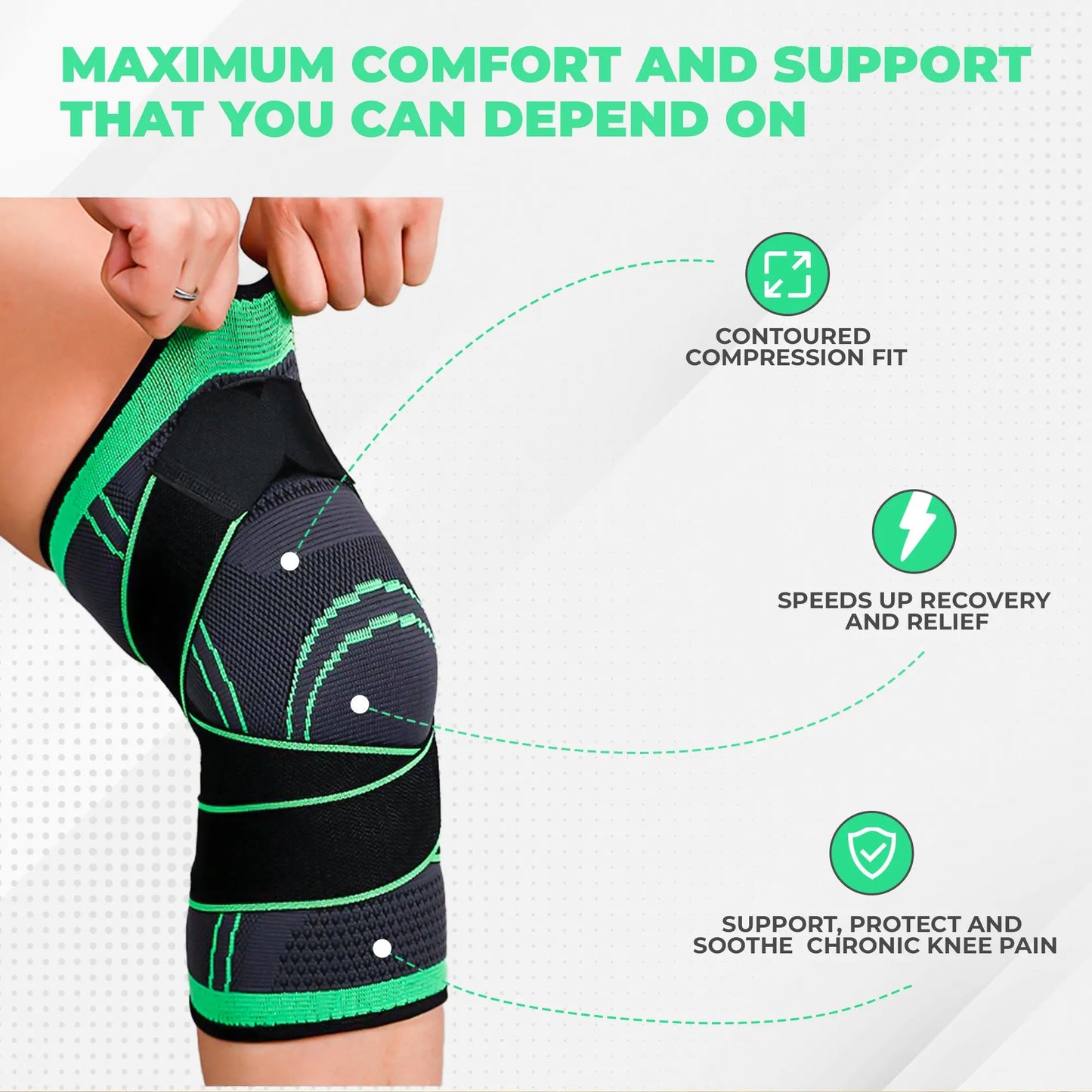 WILKYsKnee BraceCirca Knee BraceDescription:
Breakthrough Compression Knee Sleeve designed to alleviate stubborn joint pain naturally
Quickly and effectively soothes stiff, sore, and achy knees
Com