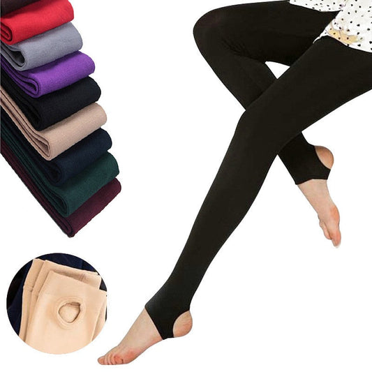 Candy Color Stretch Fleece Leggings with slim fit and fleece lining for warmth and style.