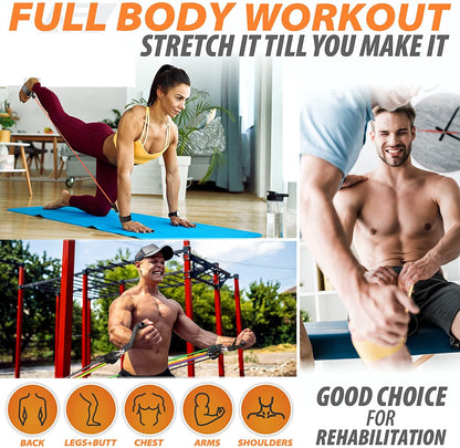 WILKYsResistance bandFitness Exercises Resistance Bands SetIntroducing our 360lbs Fitness Resistance Bands Set, the ultimate workout companion for your home gym. This versatile set of elastic tubes and pull ropes provides up