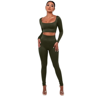 Gym Crop Tank Top Leggings Set - WILKYs