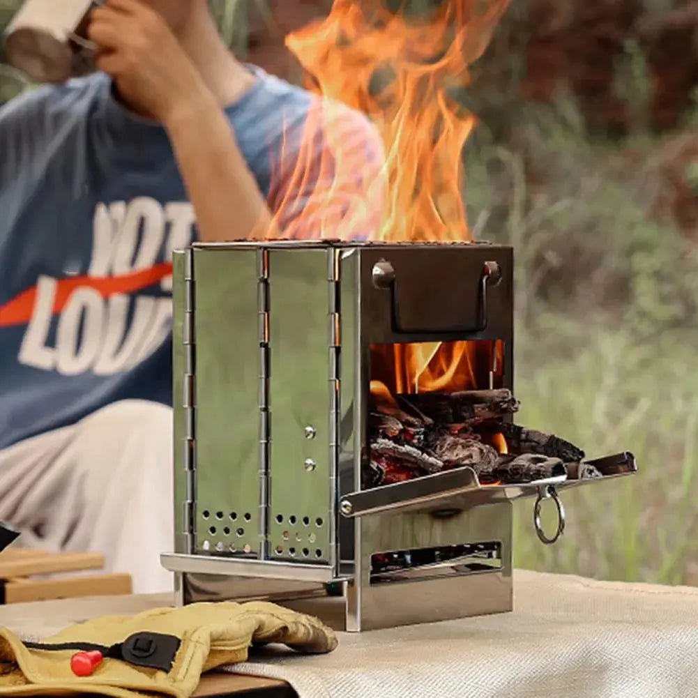 Portable Small Fire Mini Outdoor Portable Firewood Stove – Compact Stainless Steel Camping ...
