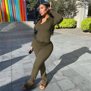 Solid Knit Ribbed Two Piece Set - WILKYs