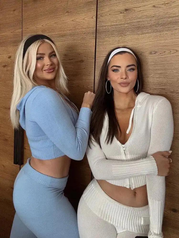 Spring Knitted Women's Two - Piece Set – Sweater Hoodie & Flare Pants - WILKYs