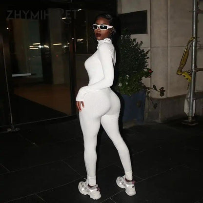 Turtleneck Gloved Sleeve Jumpsuit Leggings – Cozy Winter Activewear - WILKYs