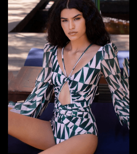 Vintage One Piece Swimsuit Female Long Sleeve Swimwear Women Plus Size Bathing Suit Print Bandage Summer Bathers Monokini - WILKYs